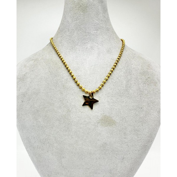 Gold Zincirli Yıldız Desenli Kolye